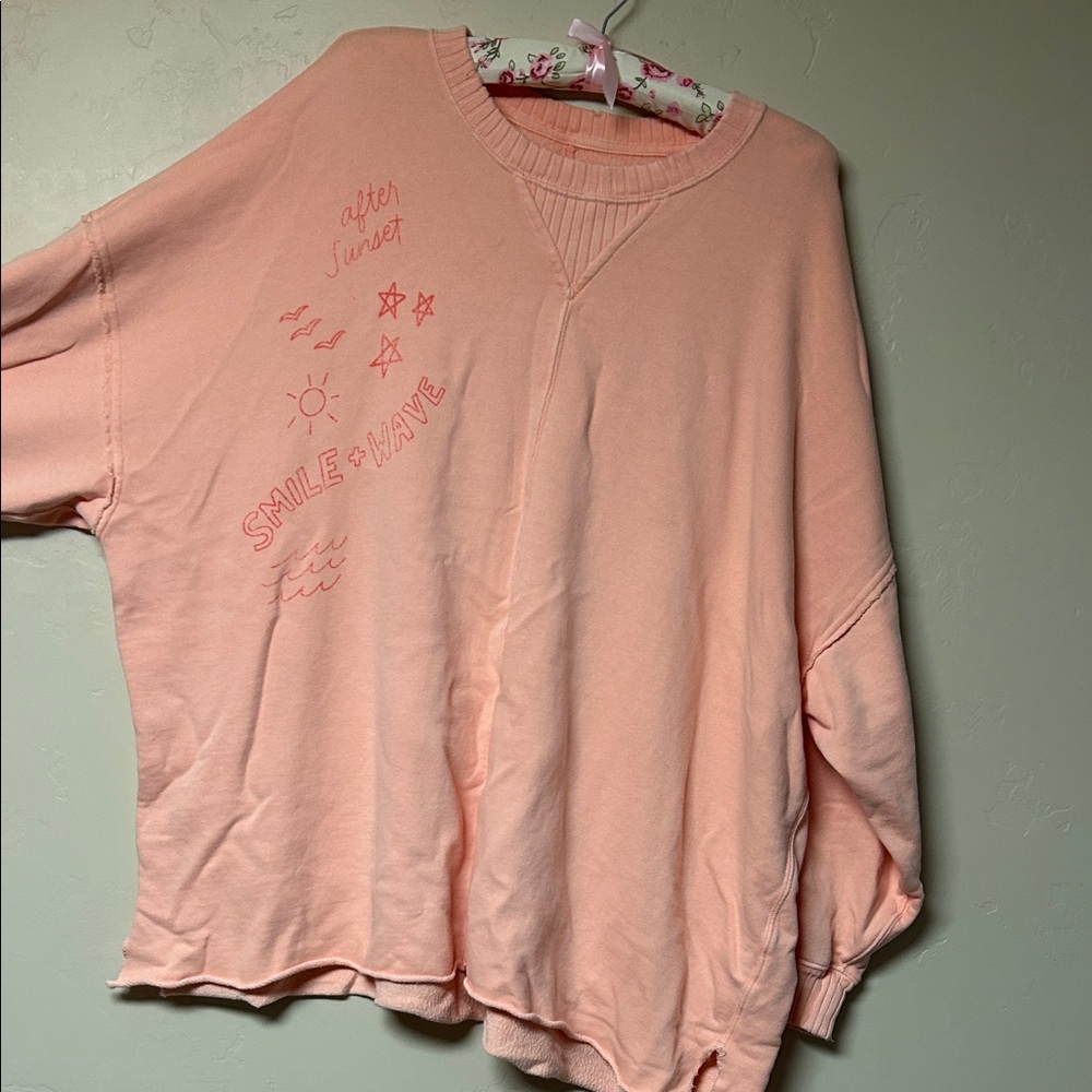 aerie Peach Pink Graphic Sweatshirt